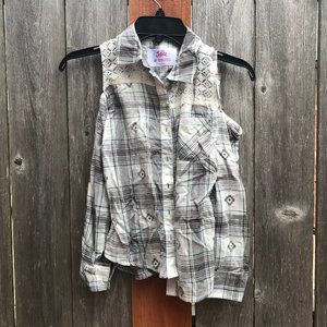 NWT Justice Cold Shoulder Western Button Up Sz 10